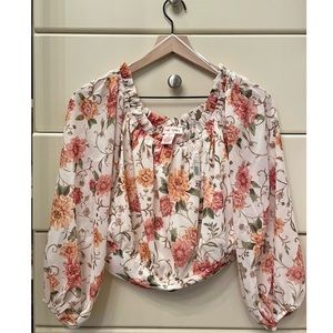 Floral chiffon off shoulder blouse